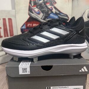 New In Box Adidas Women's PureHustle 3 Metal Softball Cleat Black Sizes 7 - 9.5